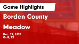 Borden County  vs Meadow  Game Highlights - Dec. 29, 2020