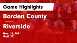 Borden County  vs Riverside  Game Highlights - Nov. 18, 2021