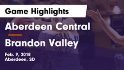 Aberdeen Central  vs Brandon Valley  Game Highlights - Feb. 9, 2018