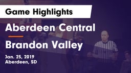 Aberdeen Central  vs Brandon Valley  Game Highlights - Jan. 25, 2019