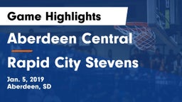 Aberdeen Central  vs Rapid City Stevens  Game Highlights - Jan. 5, 2019