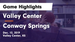 Valley Center  vs Conway Springs  Game Highlights - Dec. 12, 2019