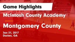 McIntosh County Academy  vs Montgomery County  Game Highlights - Jan 21, 2017