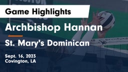 Archbishop Hannan  vs St. Mary's Dominican  Game Highlights - Sept. 16, 2023