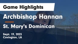 Archbishop Hannan  vs St. Mary's Dominican  Game Highlights - Sept. 19, 2023