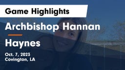 Archbishop Hannan  vs Haynes Game Highlights - Oct. 7, 2023