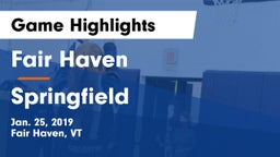 Fair Haven  vs Springfield  Game Highlights - Jan. 25, 2019