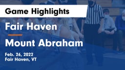 Fair Haven  vs Mount Abraham Game Highlights - Feb. 26, 2022