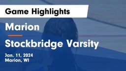 Marion  vs Stockbridge Varsity Game Highlights - Jan. 11, 2024