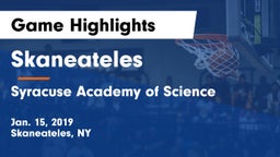 Skaneateles  vs Syracuse Academy of Science Game Highlights - Jan. 15, 2019