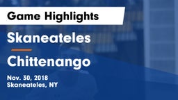 Skaneateles  vs Chittenango  Game Highlights - Nov. 30, 2018