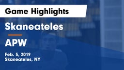 Skaneateles  vs APW Game Highlights - Feb. 5, 2019