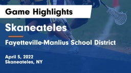 Skaneateles  vs Fayetteville-Manlius School District  Game Highlights - April 5, 2022