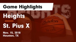 Heights  vs St. Pius X  Game Highlights - Nov. 15, 2018