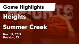 Heights  vs Summer Creek  Game Highlights - Nov. 12, 2019
