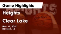 Heights  vs Clear Lake  Game Highlights - Nov. 19, 2019