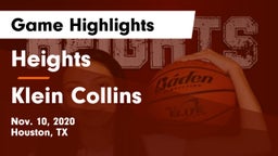 Heights  vs Klein Collins  Game Highlights - Nov. 10, 2020