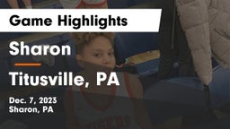 Sharon  vs Titusville, PA Game Highlights - Dec. 7, 2023