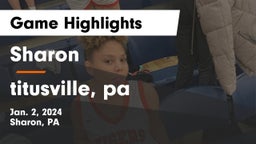 Sharon  vs titusville, pa Game Highlights - Jan. 2, 2024