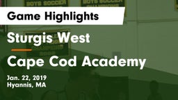 Sturgis West  vs Cape Cod Academy Game Highlights - Jan. 22, 2019