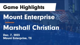 Mount Enterprise  vs Marshall Christian Game Highlights - Dec. 7, 2023