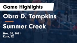 Obra D. Tompkins  vs Summer Creek Game Highlights - Nov. 20, 2021