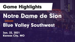 Notre Dame de Sion  vs Blue Valley Southwest  Game Highlights - Jan. 22, 2021