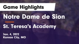Notre Dame de Sion  vs St. Teresa's Academy  Game Highlights - Jan. 4, 2022