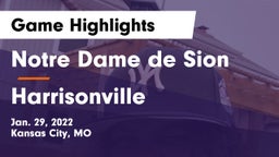 Notre Dame de Sion  vs Harrisonville Game Highlights - Jan. 29, 2022