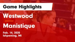 Westwood  vs Manistique  Game Highlights - Feb. 14, 2020