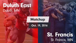 Matchup: Duluth East High vs. St. Francis  2016