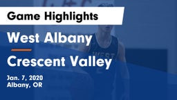 West Albany  vs Crescent Valley  Game Highlights - Jan. 7, 2020
