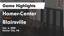 Homer-Center  vs Blairsville  Game Highlights - Jan. 6, 2020