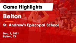 Belton  vs St. Andrew's Episcopal School Game Highlights - Dec. 3, 2021