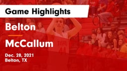Belton  vs McCallum  Game Highlights - Dec. 28, 2021