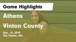 Athens  vs Vinton County  Game Highlights - Dec. 16, 2019