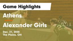 Athens  vs Alexander Girls Game Highlights - Dec. 21, 2020