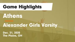 Athens  vs Alexander Girls Varsity Game Highlights - Dec. 21, 2020