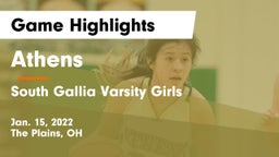 Athens  vs South Gallia Varsity Girls Game Highlights - Jan. 15, 2022