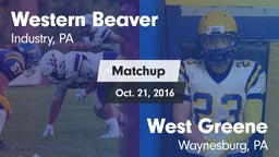 Matchup: Western Beaver High vs. West Greene  2016