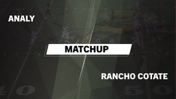 Matchup: Analy  vs. Rancho Cotate  2016