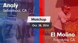 Matchup: Analy  vs. El Molino  2016