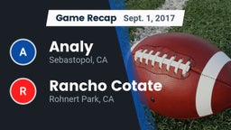Recap: Analy  vs. Rancho Cotate  2017