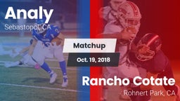 Matchup: Analy  vs. Rancho Cotate  2018