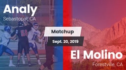 Matchup: Analy  vs. El Molino  2019