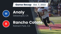 Recap: Analy  vs. Rancho Cotate  2022