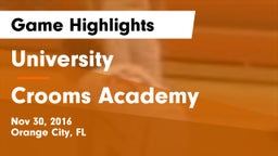 University  vs Crooms Academy Game Highlights - Nov 30, 2016
