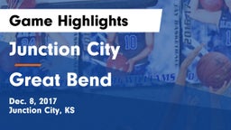 Junction City  vs Great Bend  Game Highlights - Dec. 8, 2017