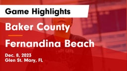 Baker County  vs Fernandina Beach Game Highlights - Dec. 8, 2023