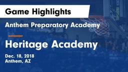Anthem Preparatory Academy vs Heritage Academy Game Highlights - Dec. 18, 2018